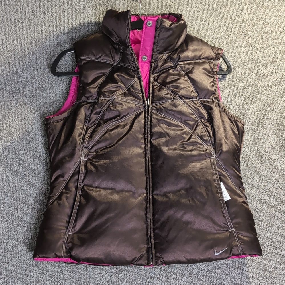 Vintage Deadstock Nike Reversible Down Puffer Vest Size Medium Pink/Copper Brown - Picture 7 of 13